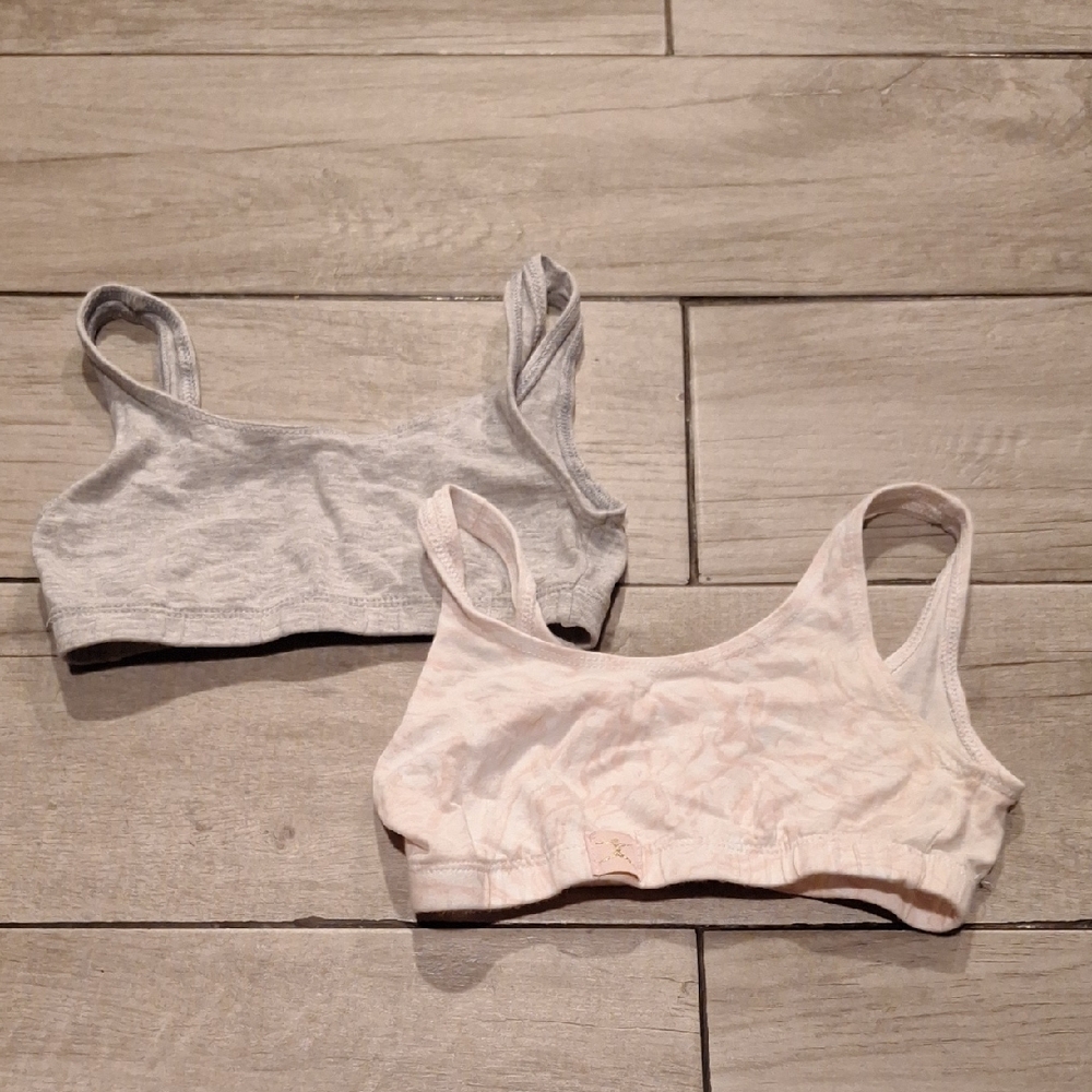 🦔Girls Training Sports Bras in Gray and Pink Marble🐣